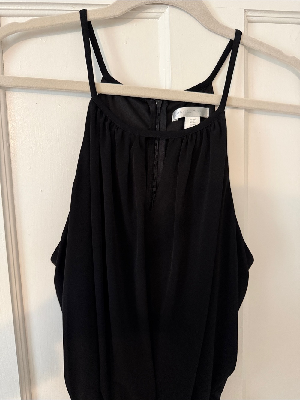 London Times Black Sleeveless Jumpsuit Waist Tie - Picture 4 of 8